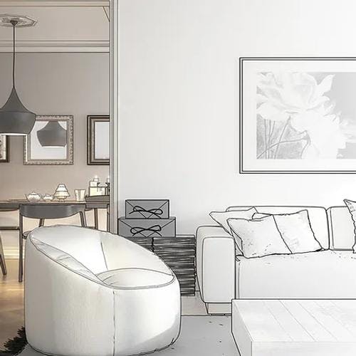 interior sketch design to image