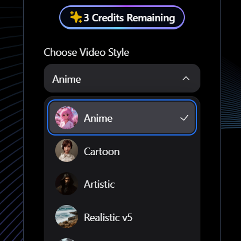 Text to video style section